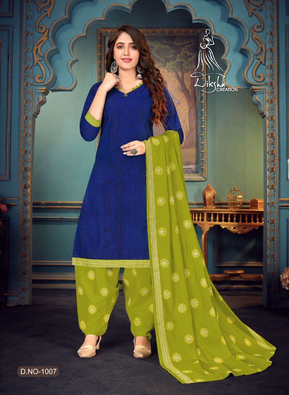 Diksha 4 Colours Latest Casual Dily Wear Ready Made Cotton Patiala Wear Dress Collection